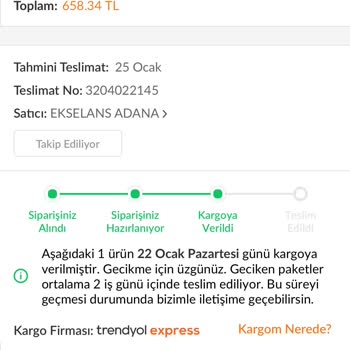 Trendyol Firmasının Trendyol Express Kargosuna Verdiği Kargo Gecikmesi