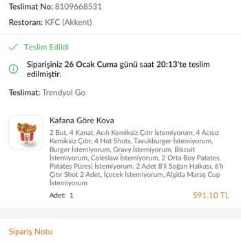KFC Eksik Ve Hatalı Ürün