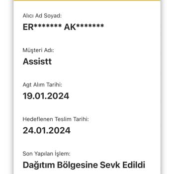 AGT Kurye (aynigunteslim.com) 8 Gündür Gelmeyen Kargo
