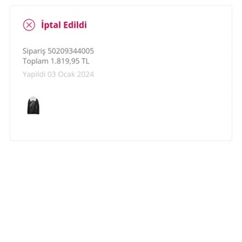 Stradivarius Ürün İptal Edilmesi