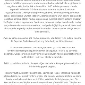 Sephora Hediye Kuponu Kullanılmıyor