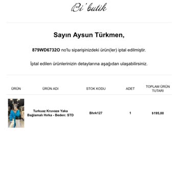 İlayda Çamur (Bi' Butik) İade Sürecindeki Mağduriyetim