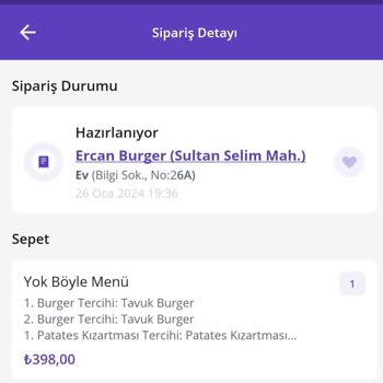 Ercan Burger- Gelmeyen Yemek Siparişi