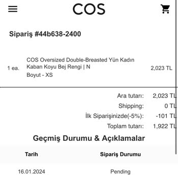 COS Online Alışverişte Yaşanan Mağduriyet