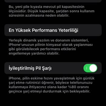 iPhone İOS 17 Pil Sağlığı