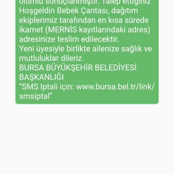 Bursa Büyükşehir Belediyesi Hoşgeldin Bebek Çantası