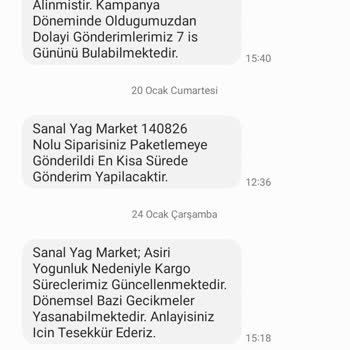 Sanal Yağ Market Kargo Gönderimi Yapmıyor