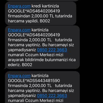 Google Ads İle Enpara Kredi Kartımdan Haberim Olmadan Para Çekildi