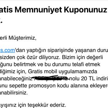 Gratis Siparişimi Stok Hatası Diyerek İptal Etti