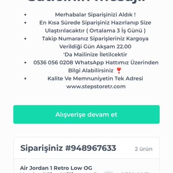 Stepstoretr Orijinal Denilen Ürünler Sahte Çıktı!