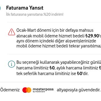 Vodafone Her Şey Yanımda Üzerinde Mobil Ödeme İle Harcana Yapamıyorum