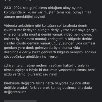 xDrive Oyuncu Koltuğunda Yaşanan Kalite Sorunları