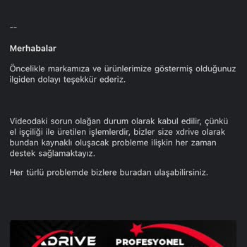 xDrive Oyuncu Koltuğunda Yaşanan Kalite Sorunları