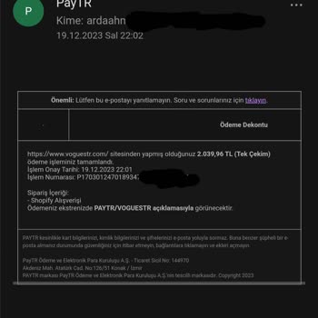 Paytr Voguestr.com Siparişim 40 Gündür Teslim Edilmedi