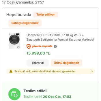 Hoover Kurutma Makinesi Servis Ve Müşteri Hizmetleri Sorunu