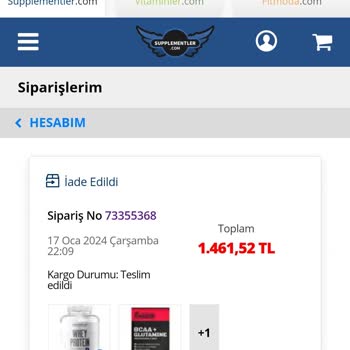 Supplementler Sipariş İptali Sonrası İade Sorunu