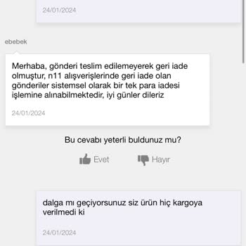 N11 Siparişim Kargolanmıyor Ebebek Paketi