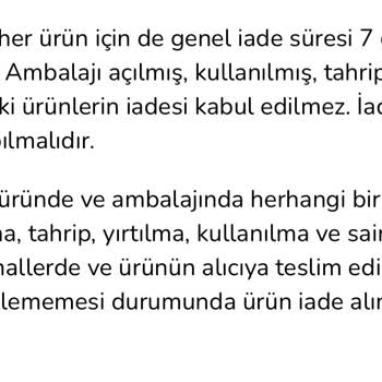 Any Home İade Kabul Etmeme