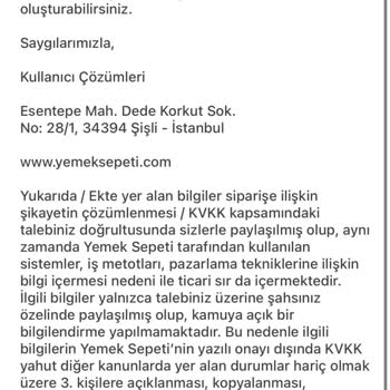 Yemeksepeti Eksik Siparişe Ödeme Yapmıyor.