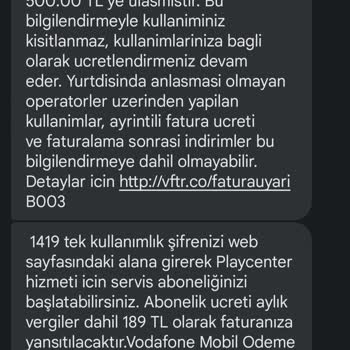 Vodafone Faturama Yansıyan Haksız Ücret!