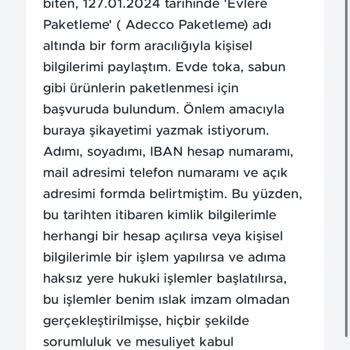 Kişisel Bilgiler, Adecco Paketleme Evlere Paketleme.com
