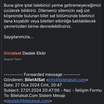 Biletalsat.com Para İadesi Yapılmıyor