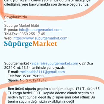 Supurgemarket.com Beni Mağdur Etti