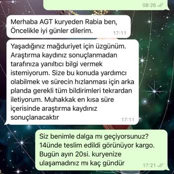 AGT Kurye (aynigunteslim.com) AGT Den Teslim Alınamayan Sipariş