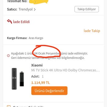 Trendyol’dan Aldığım Mi TV Stick İçin Garanti Sorunu ve Ücret İadesinde Yaşanan Mağduriyet