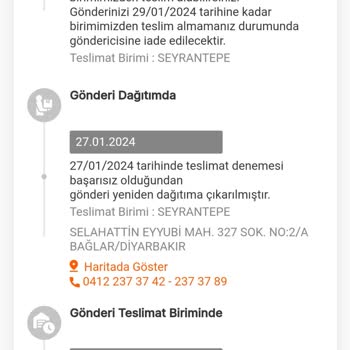 MNG Kargo Teslimat Basarisiz Deneme