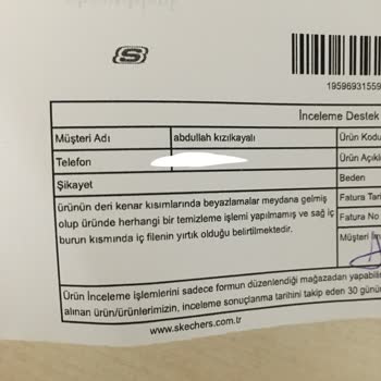 Skechers Ayakkabının Deri Kısmında Beyazlaşma