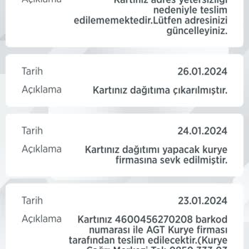 AGT Kurye Ziraat Bankası Kartımı Teslim Etmedi
