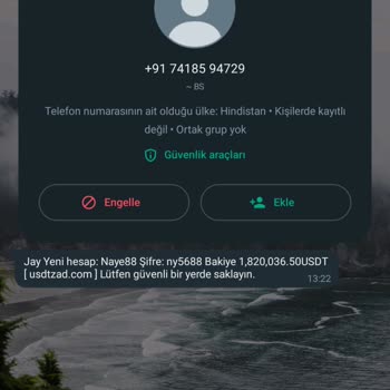 Usdtzad.com İlgisiz Hesap Bilgileriyle Gelen Şüpheli Mesaj