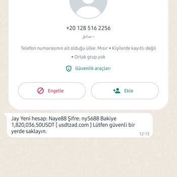 Usdtzad.com WhatsApp'tan Bilmediğim Numaradan Mesaj