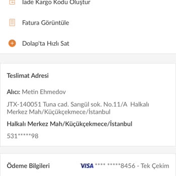 Trendyol Ürünler Yanlış Adrese Verilmiş