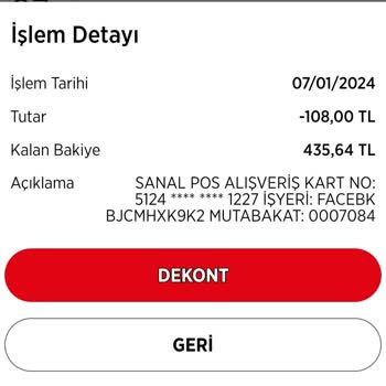 Facebook Şirketi Banka Hesabımdan İzinsiz Para Çekti