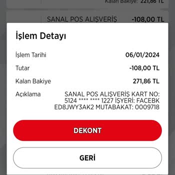 Facebook Şirketi Banka Hesabımdan İzinsiz Para Çekti