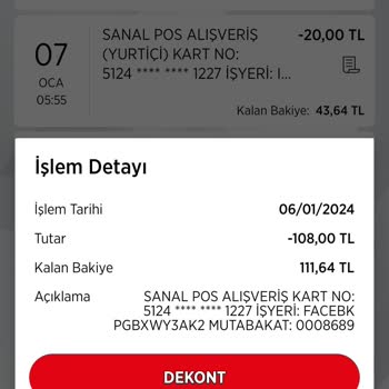 Facebook Şirketi Banka Hesabımdan İzinsiz Para Çekti