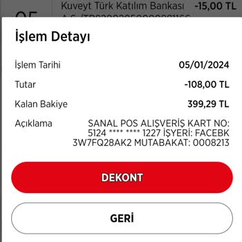 Facebook Şirketi Banka Hesabımdan İzinsiz Para Çekti