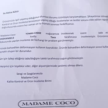 Madame Coco Deforme SAHAN Değişimde Sıvısız Kullanım Kaynaklı Diye Değişmedi