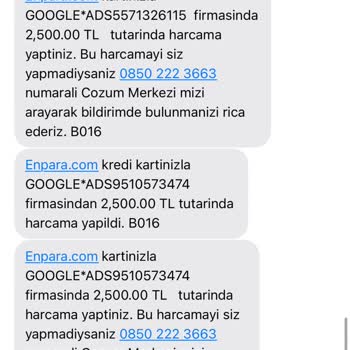 28.01.2024 Enpara Kredi Kartı İzinsiz Çekimler