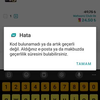 Watsons Hediye Kodu Kullanılamaması