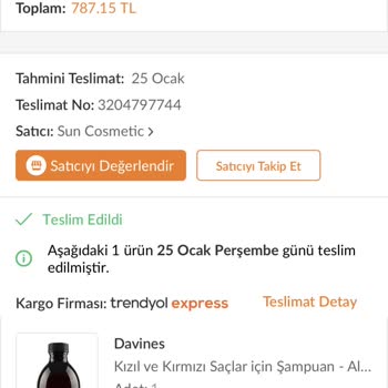 Trendyol Sun Cosmetic Davines Şampuan