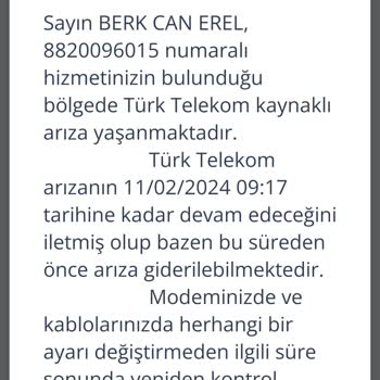 TurkNet İnter Bağlantısı 11/02/2024 De Kadar İnter Yok Dediler