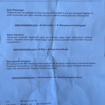 Sunexpress Kırılan Valiz Şikayeti