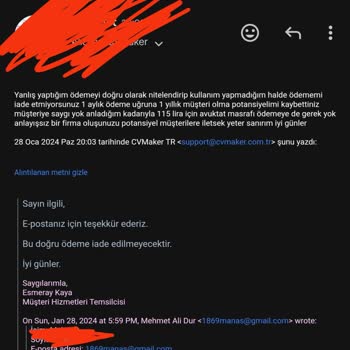 CV Maker İade Politikasızlığı