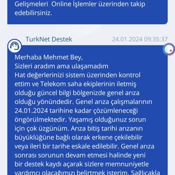 TurkNet Telekom Arızayı Çözmüyor Kayıt Oluşturmuyor.