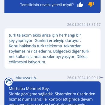 TurkNet Telekom Arızayı Çözmüyor Kayıt Oluşturmuyor.
