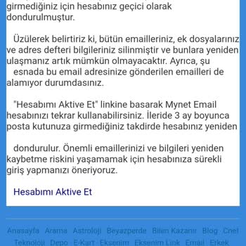 Mynet Email Den Şikayetçiyim. Emilimi Göremiyorum