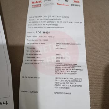 Tefal Airfrey Kırık Gelmesi Sorun Giderilmiyor